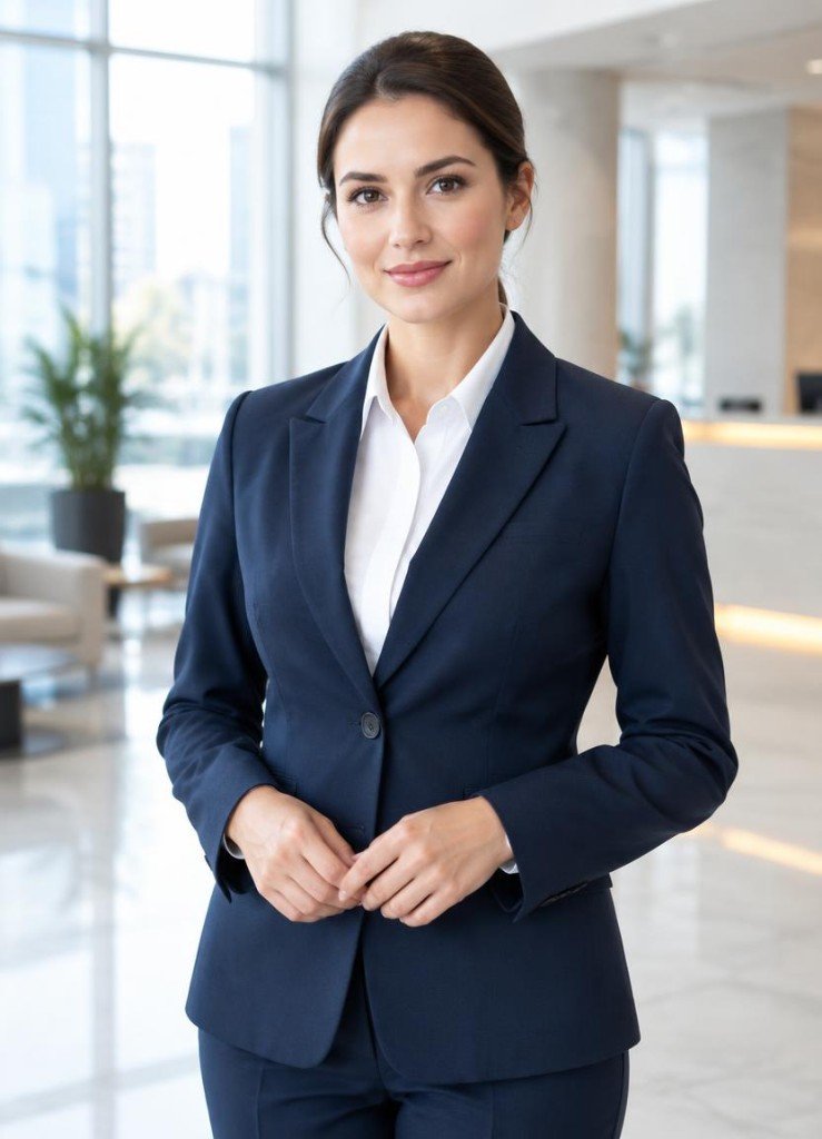 Profissional em uniforme corporativo — imagem ilustrativa