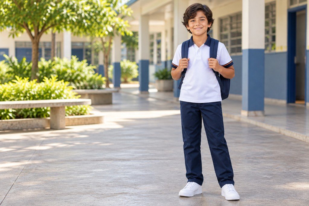 Uniforme escolar ARP — polo e calça para instituições de ensino